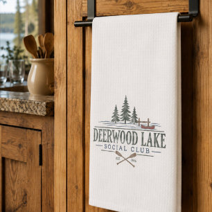 Rustikaler Vintage-Deerwood-Social-Club Geschirrtuch