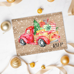 Rustikaler Vintage-LKW   Weihnachts-RSVP Einladungspostkarte