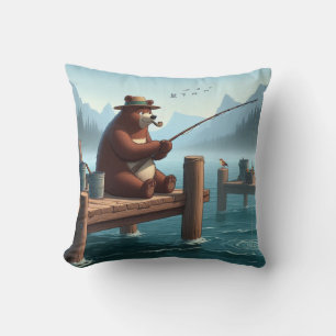 Rustikaler, vintage Outdoor-Bär-Berg Kissen