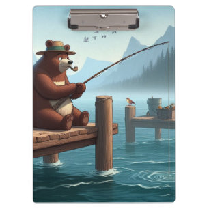 Rustikaler, vintage Outdoor-Bär Berg Klemmbrett