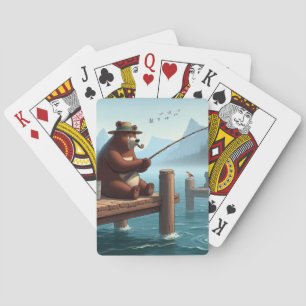 Rustikaler, vintage Outdoor-Bär Berg Spielkarten
