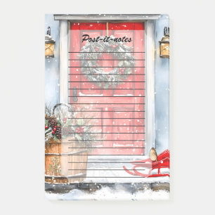 Rustikaler Vintage-Weihnachts-Türkränze in Rot Post-it Klebezettel