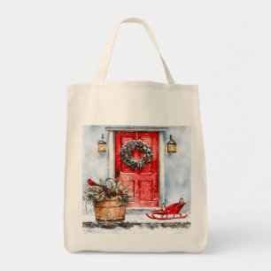 Rustikaler Vintage-Weihnachts-Türkränze in Rot Tragetasche