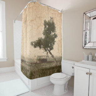 Rustikaler Vintager antiker beige Duschvorhang