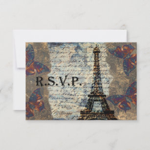 Rustikaler Vintager Eiffelturm UAwg RSVP Karte