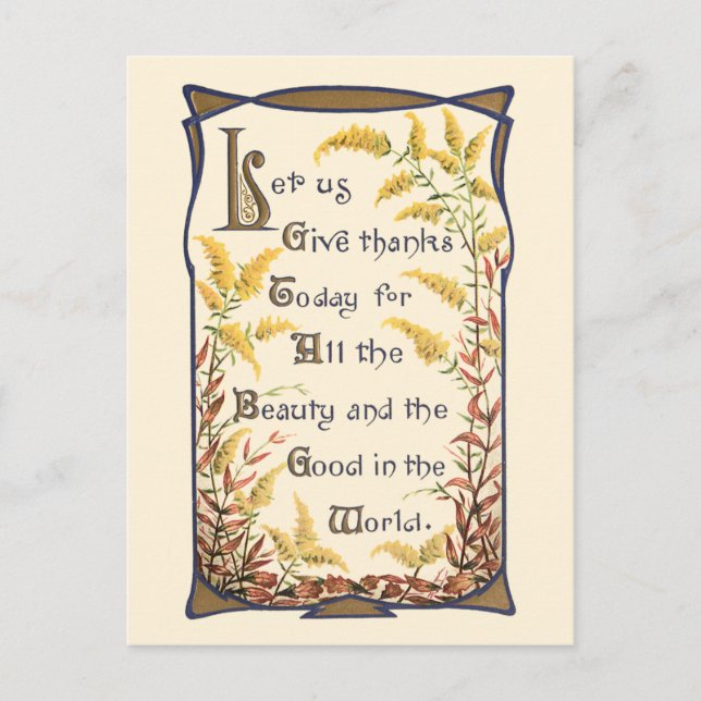 Rustikaler Vintager Erntedank Feiertagspostkarte (Vorderseite)