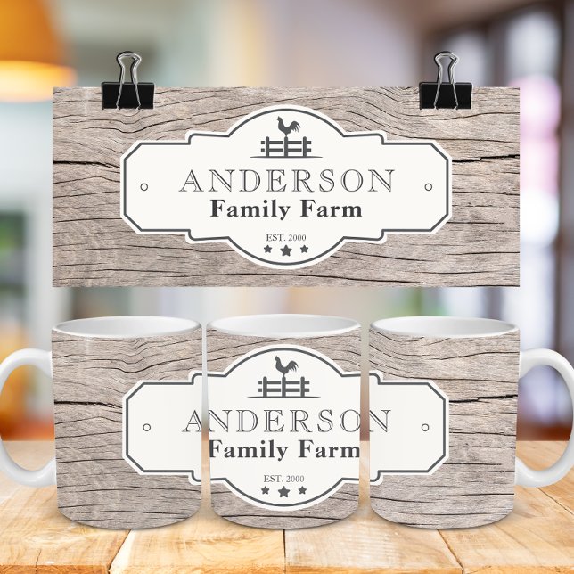 Rustikaler Vintager Grenzbaufläche Kaffeetasse (Rustic Vintage Label Border Family Farm Coffee Mug)