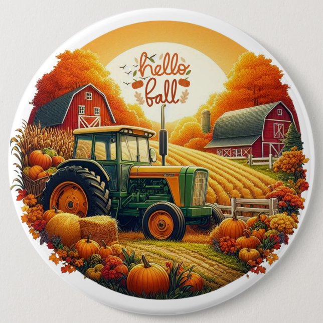 Rustikaler/Vintager Herbst im Betrieb Button (Vorderseite)