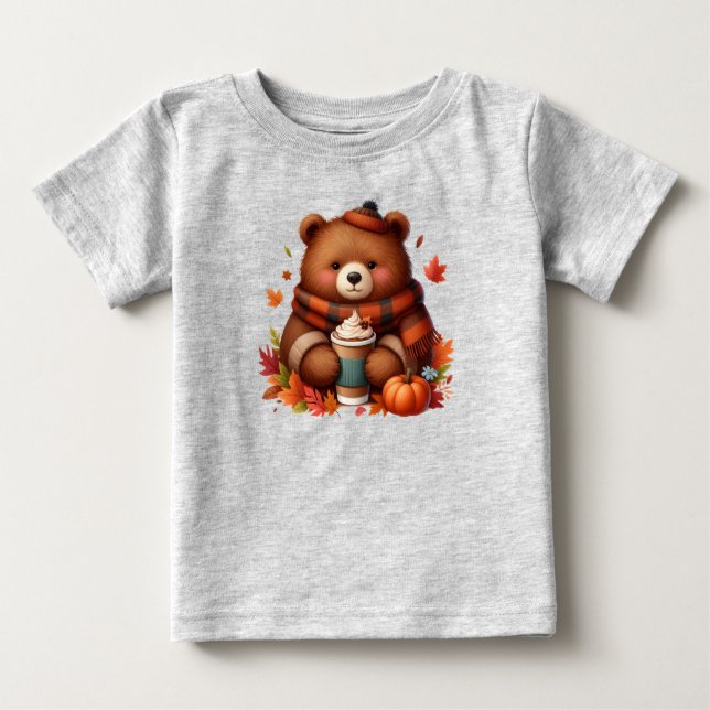 Rustikaler/Vintager Herbstbär Baby T-shirt (Vorderseite)