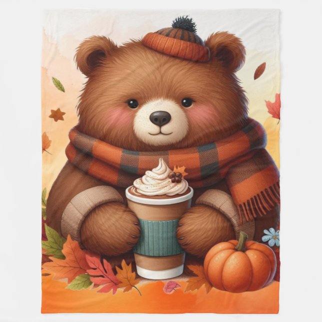 Rustikaler/Vintager Herbstbär Fleecedecke (Vorderseite)