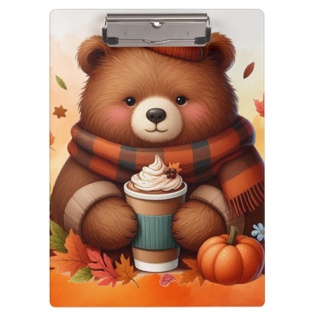 Rustikaler/Vintager Herbstbär Klemmbrett (Vorderseite)
