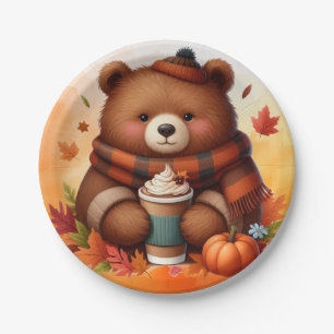Rustikaler/Vintager Herbstbär Pappteller