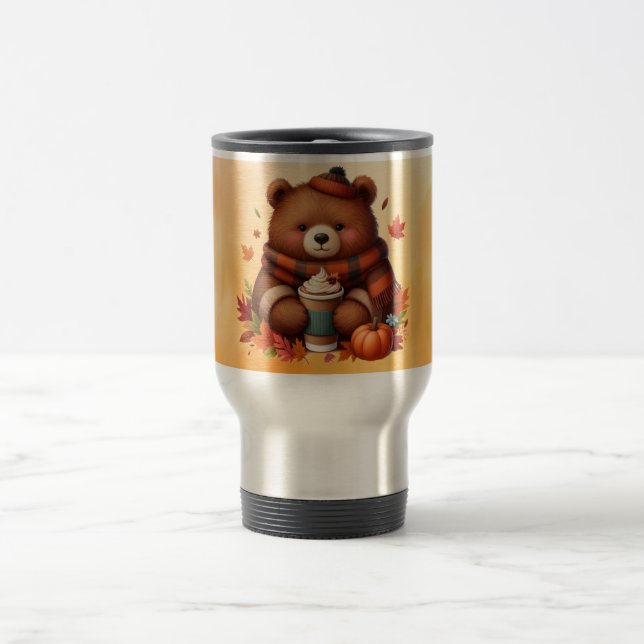 Rustikaler/Vintager Herbstbär Reisebecher (Mittel)