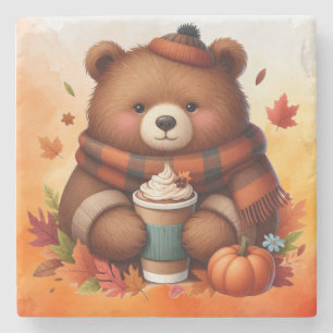 Rustikaler/Vintager Herbstbär Steinuntersetzer