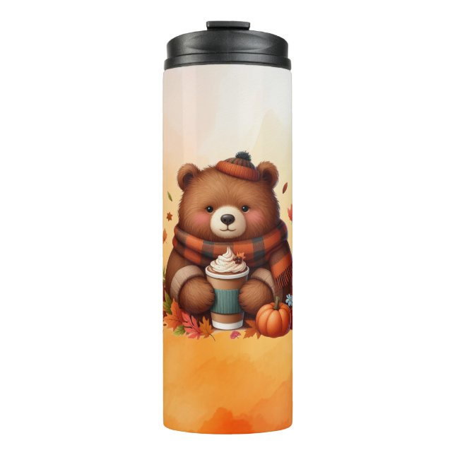 Rustikaler/Vintager Herbstbär Thermosbecher (Vorderseite)