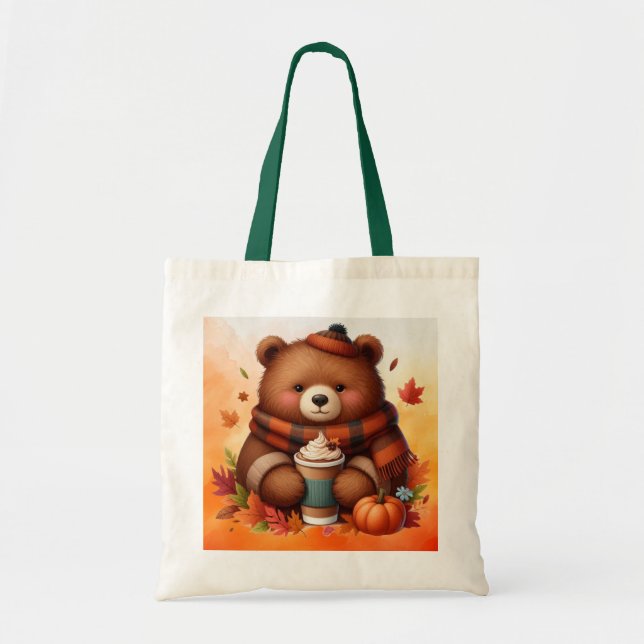 Rustikaler/Vintager Herbstbär Tragetasche (Vorne)