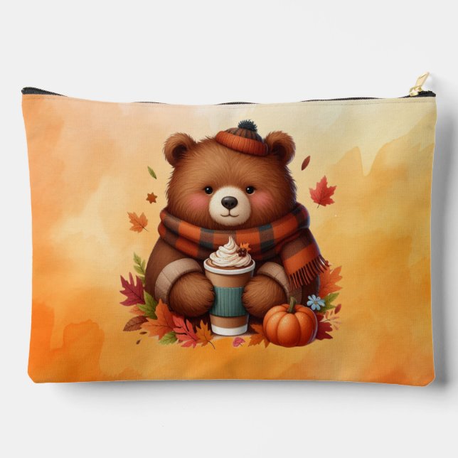 Rustikaler/Vintager Herbstbär Zubehörtasche (Rückseite)