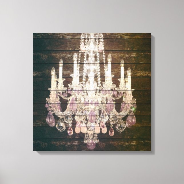 Rustikaler Vintager Kronleuchter aus rustikalem St Leinwanddruck (Vorderseite)