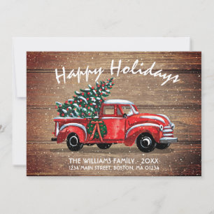 Rustikaler Vintager LKW Happy Holidays Moving Ankündigung