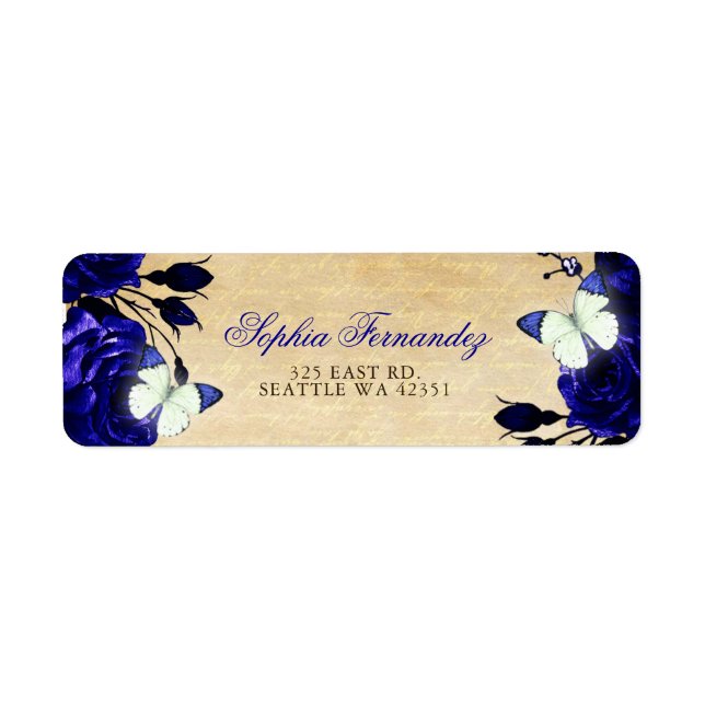 Rustikaler Vintager Royal Blue Floral Butterfly (Vorne)