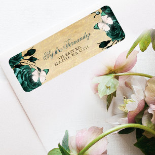 Rustikaler Vintager Smaragdgrüner Blütenschmetterl