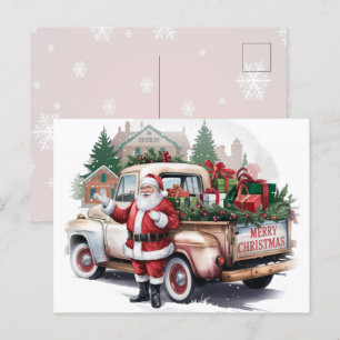 Rustikaler Vintager Weihnachtsmann Frohe Weihnacht Feiertagspostkarte