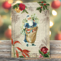 Rustikaler Vintager Weihnachtsmann mit Blume, Pine
