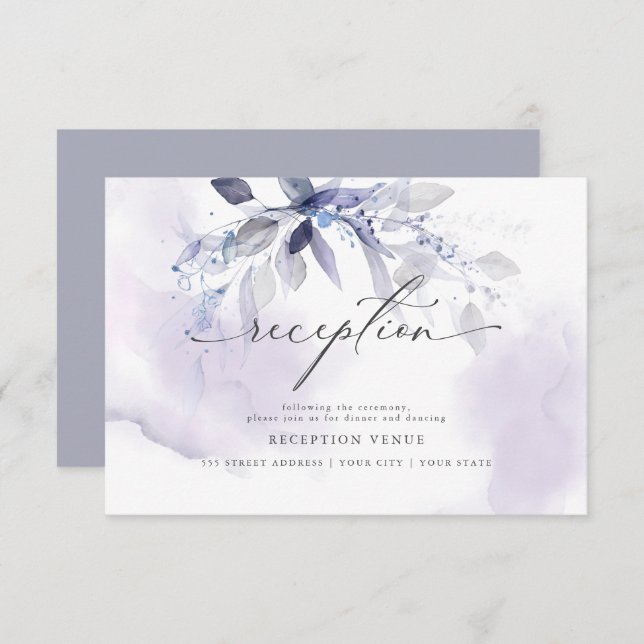 Rustikaler Violettfolien Empfang Einladung (Vorne/Hinten)