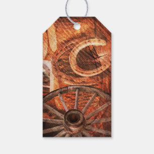 Rustikaler Wagenrad-Hufeisen Western Style Geschenkanhänger