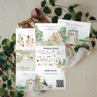 Rustikaler Wald Glamping Wedding Tri-Fold Einladun