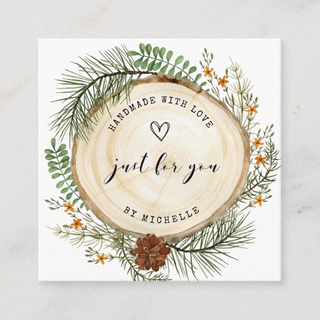 rustikaler Wald handgemacht mit Liebe Drehbuch dan Begleitkarte (Vorderseite)