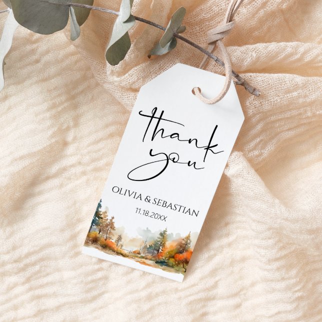 Rustikaler Wald Herbstwald Danke Geschenkanhänger (Von Creator hochgeladen)