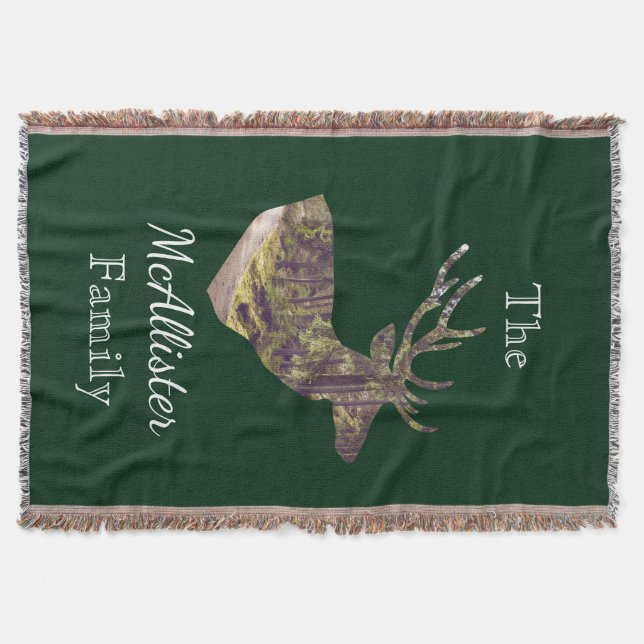 Rustikaler Wald Hirsch Buck Jagd Familienname Decke (Vorderseite)