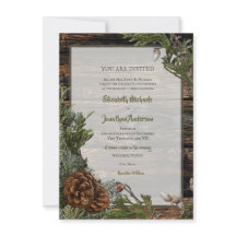 Rustikaler Wald Hochzeit dunkles Holz Evergreen Bo