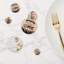 Rustikaler Wald Kariert Lumberjack Boys 1. Geburts Konfetti