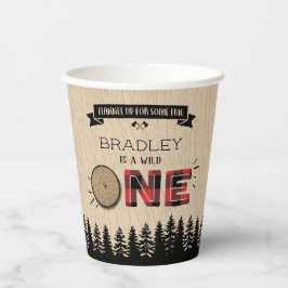 Rustikaler Wald Kariert Lumberjack Boys 1. Geburts Pappbecher