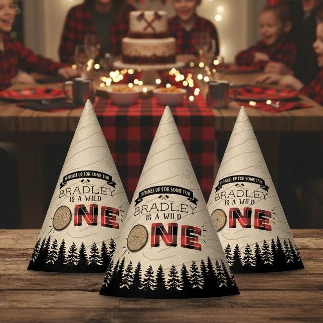 Rustikaler Wald Kariert Lumberjack Boys 1. Geburts Partyhütchen (Von Creator hochgeladen)