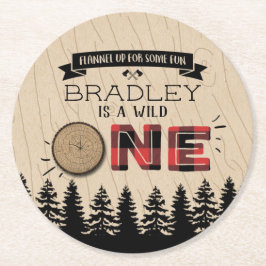 Rustikaler Wald Kariert Lumberjack Boys 1. Geburts Runder Pappuntersetzer