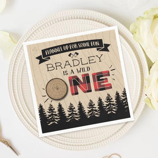 Rustikaler Wald Kariert Lumberjack Boys 1. Geburts Serviette (Von Creator hochgeladen)