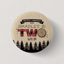 Rustikaler Wald Kariert Lumberjack Boys 2. Geburts Button