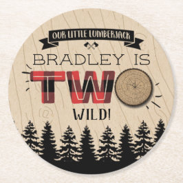 Rustikaler Wald Kariert Lumberjack Boys 2. Geburts Runder Pappuntersetzer