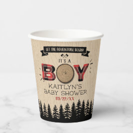 Rustikaler Wald Kariert Lumberjack Boys Babydusche Pappbecher