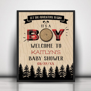 Rustikaler Wald Kariert Lumberjack Boys Babydusche Poster
