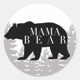 Rustikaler Wald Mama Bär | Babydusche Runder Aufkleber