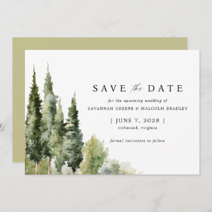 Rustikaler Wald   Moderne Grüne Hochzeit im Freien Save The Date