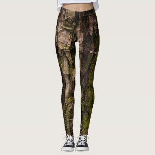Rustikaler Wald Moosgrüne Baumrinde Leggings
