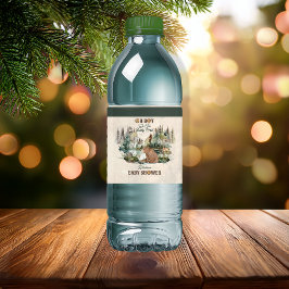 Rustikaler Wald Oh Boy Bear Baby Dusche Wasserflaschenetikett
