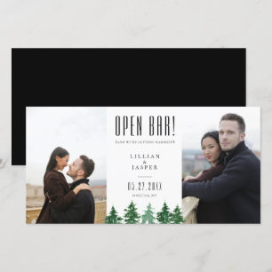 Rustikaler Wald OPEN BAR Save the Date Spaß Ankündigung