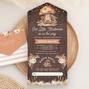 Rustikaler Wald Pilz Zimmer Wood Baby Dusche All In One Einladung