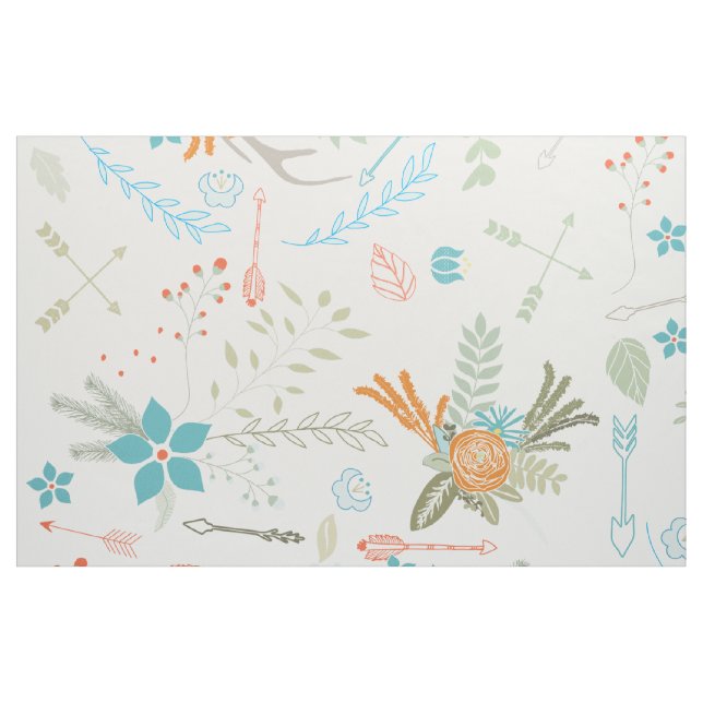 Rustikaler Wald Pink Korallengrüne Hirsche Antler  Stoff (Fat Quarter (45,7 x 55,9 cm))